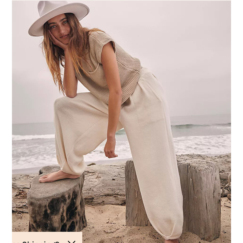 Free People Beige Knit Sleeveless Sweater Top